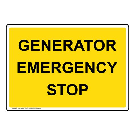 generator emergency stop sign nhe