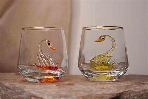 Gold Decor Small Drinking Glasses Setwater Glasses Setswan Etsy