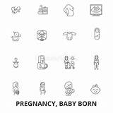 Vlakke Geboorte Zwangere Vrouw Moederschap Pictogrammen sketch template