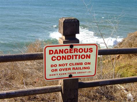 Palos Verdes Ca Strong Warning At The Ocean Cliff Photo