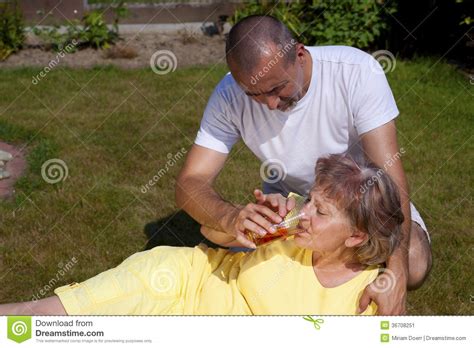Man Supplied Woman With Heat Stroke Stock Image Image