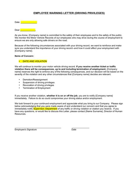 employees warning letter sample collection letter template collection