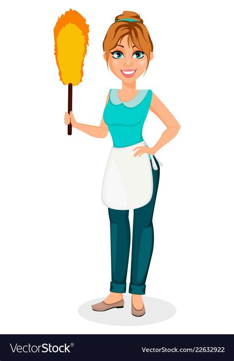 Happy Housewife Cheerful Mother Royalty Free Vector Image Happy