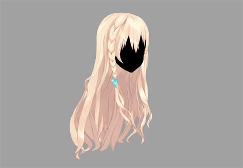 rigged game ready 3d hair anime girl 03 low poly