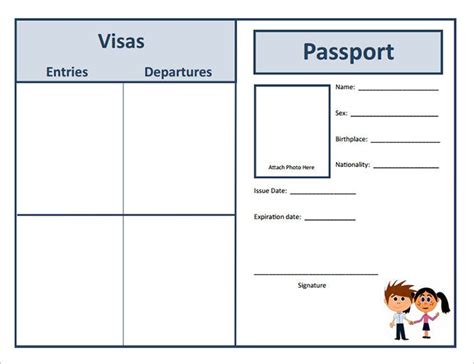 passport template ideas  pinterest passports  kids