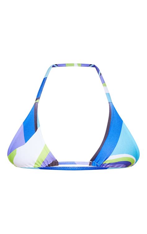 multi abstract triangle bikini top swimwear prettylittlething usa