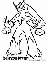 Blaziken Coloring Pages Pokemon Cartoon Kids sketch template