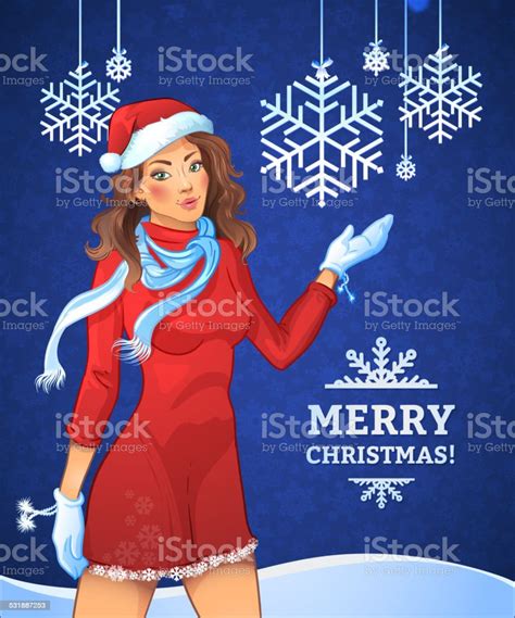 Santa Girl Merry Christmas Stock Illustration Download Image Now