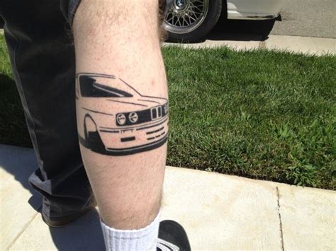Black Ink Car Tattoo On Leg Tattooimages Biz