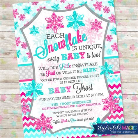 Items Similar To Snowflake Gender Reveal Party Printable Invitation
