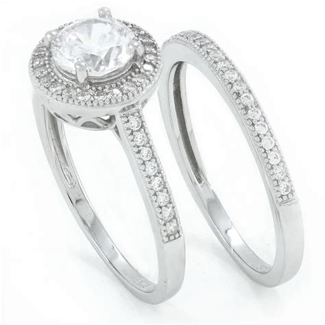 sterling silver  cut simulated diamond engagement wedding