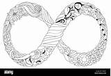 Infinity Coloring Pages Symbol Sign Eternal Adult Life Zentangle Vector Ornamental Styled Zentangled Object Drawn Alamy Hand sketch template