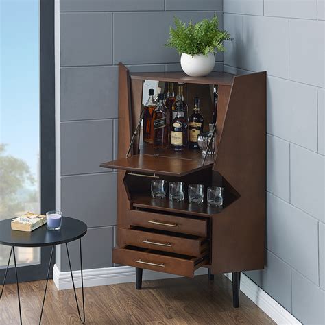 larson corner bar cabinet midcentury modern dark