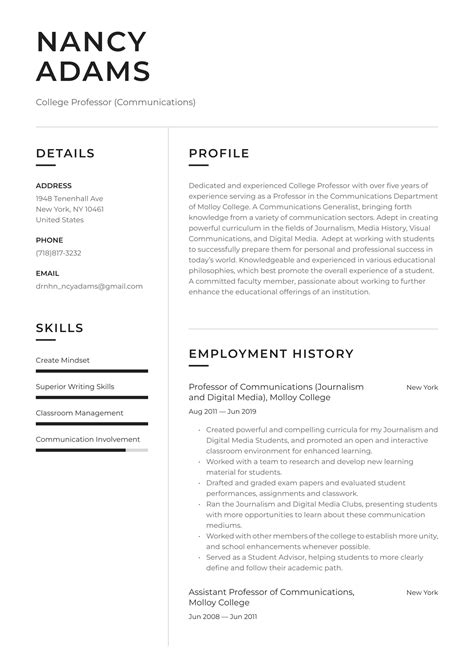 college professor resume  writing guide resumeio