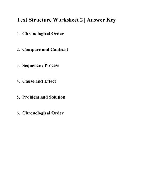 text structure worksheet  answers