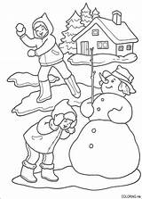 Coloring Pages Winter Printable Snow Playing Colouring Kids Christmas Sheets Colorare Da Di Natale Disegni Zima Ball sketch template