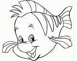 Coloring Pages Mermaid Flounder Little Fish sketch template