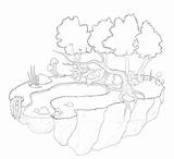 Island Floating Coloring Designlooter F2u Lineart 1100px 06kb 1200 sketch template