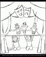 Puppet Coloring Show Clipart Pages Drawing Easy Library Stage Popular sketch template