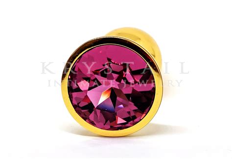 Swarovski Rose Crystal With Gold Butt Plug Krystail