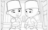 Upin Ipin Pages Colouring Coloring sketch template