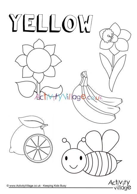 yellow  colouring page teaching toddlers colors color worksheets