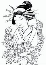 Coloring Geisha 9kb sketch template