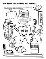 Coloring Health Pages Healthy Dental Teeth Printable Tooth Hygiene Body Brush Cartoon Kindergarten Worksheets Drawing Colouring Toothbrush Kids Sheets Color sketch template