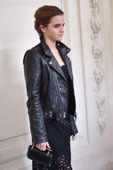Get Emma Watson S Leather Biker Jacket Clutch Bag And