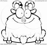 Goat Clipart Cartoon Chubby Surprised Smiling Goofy Outlined Coloring Vector Thoman Cory Royalty Clipartof Protected Collc0121 License Law Copyright Without sketch template