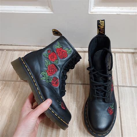 dr martens shoes dr martens rose embroidery  vonda floral leather lace  boots poshmark