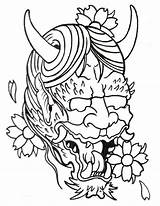 Japanese Outline Demon Tattoo Oni Vikingtattoo Deviantart Drawings Face Outlines Drawing Skull Mask Demons Tumblr Designs Tattoos Sketches Oriental Style sketch template