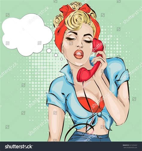 Sexy Pinup Woman Answers Phone Vector Stock Vector