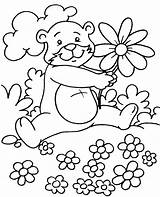 Spring Coloring Pages Meadow Bear Flowers Colouring Topcoloringpages Printable sketch template