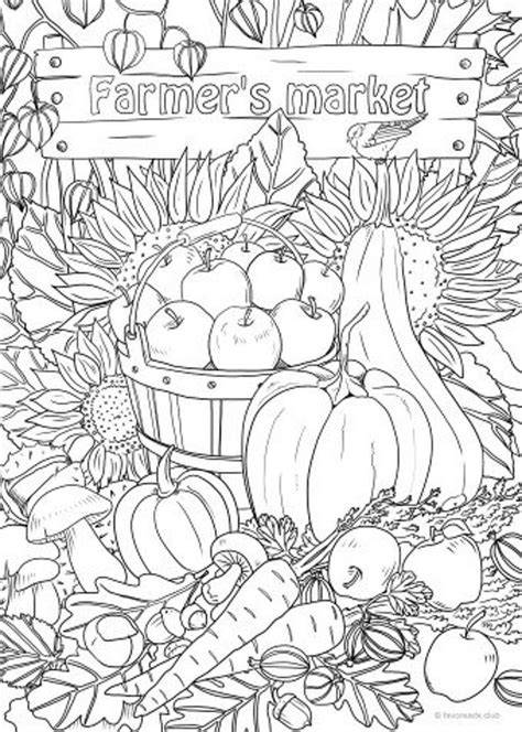 farmers market printable adult coloring page  favoreads