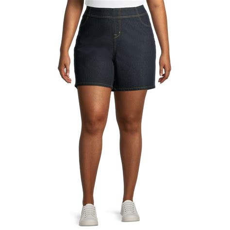 A3 Denim A3 Womens Plus Size Elastic Waistband 7 Inch Pull On Shorts