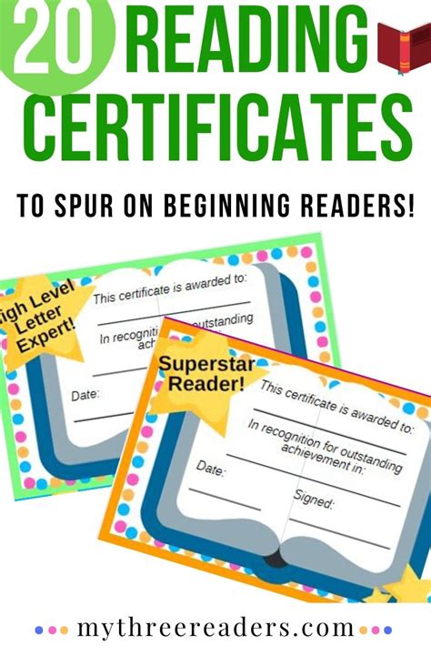 inspiring printable reading certificates  students
