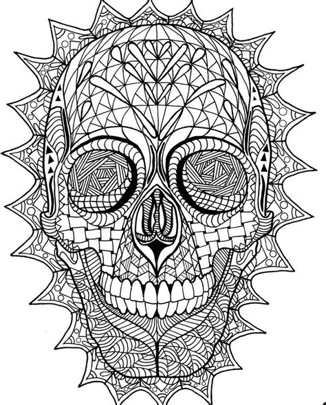 sugar skulls day   dead coloring pages  adults