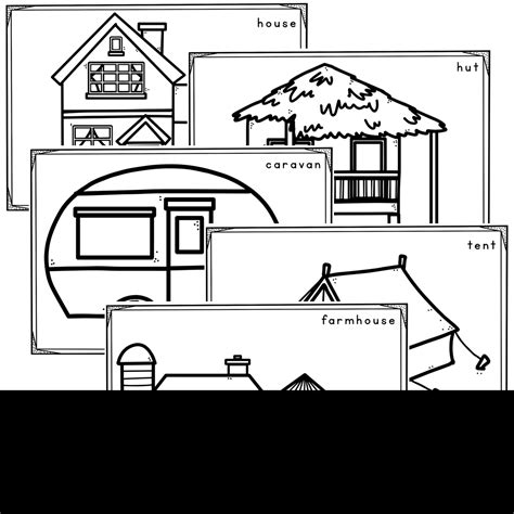 types  houses coloring pages printable templates