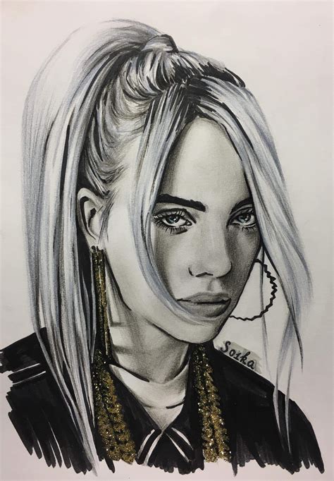 billie eilish atsoka billie portrait celebrity drawings