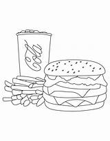 Coloring Hamburger Burger Fries Cola Popular sketch template