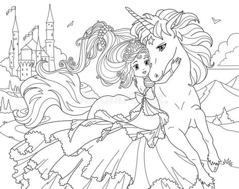 coloring page  unicorn  princess vector illustration kleurboek