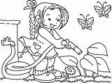 Garden Coloring Pages Kids Printable Flower Clipart Gardening School Water Kindergarten Watering Spring First Line Clip Color Cliparts People Collection sketch template