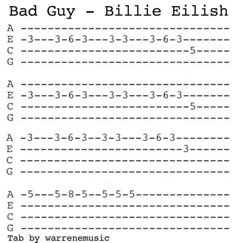 bad guy billie eilish ukulele tab bad billie credit eilish guy tab ukulele