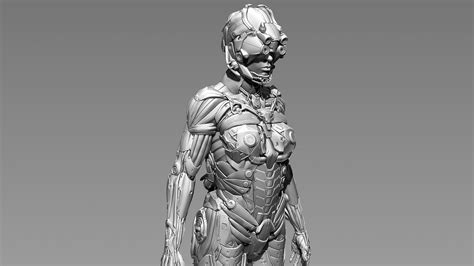 sci fi female character v2 3d model obj ztl