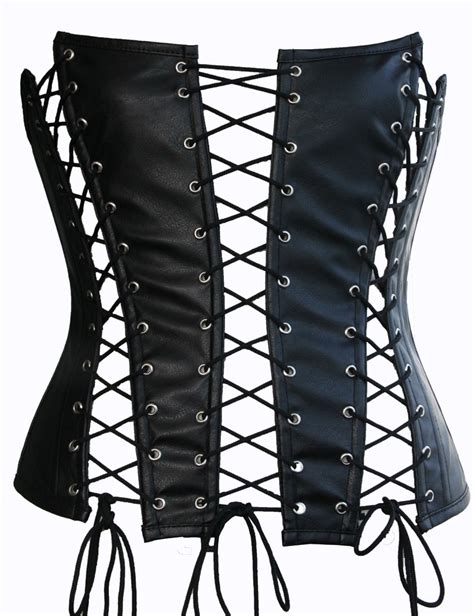 brand  fetish black corselet frontback lace  corset waist shaping corset faux leather