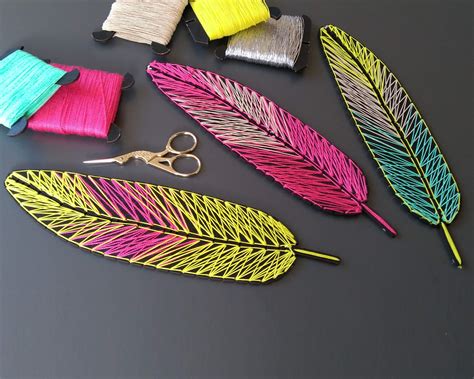 diy string art feather  pieces  feathers  nails needed etsy