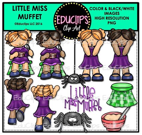 Little Miss Muffet Nursery Rhyme Clip Art Bundle Color