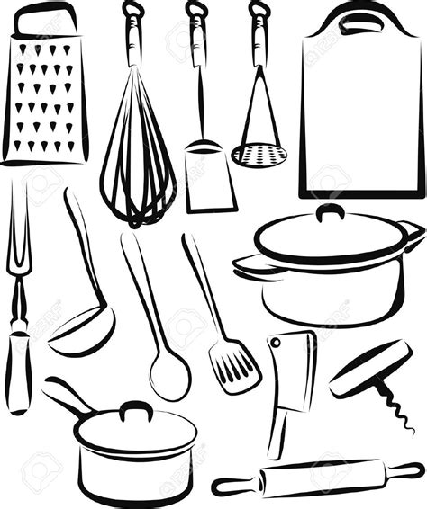 kitchen utensils clipart black  white cooking utensils stock photo
