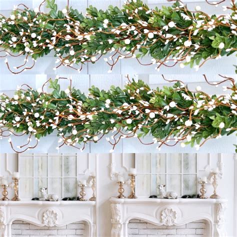 spring garland white berry  greenery garland mantle garland etsy